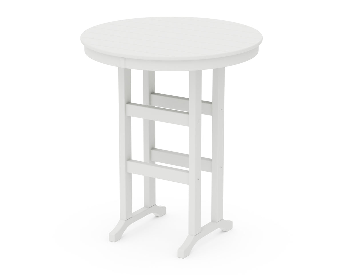POLYWOOD 36" Round Farmhouse Bar Table in White