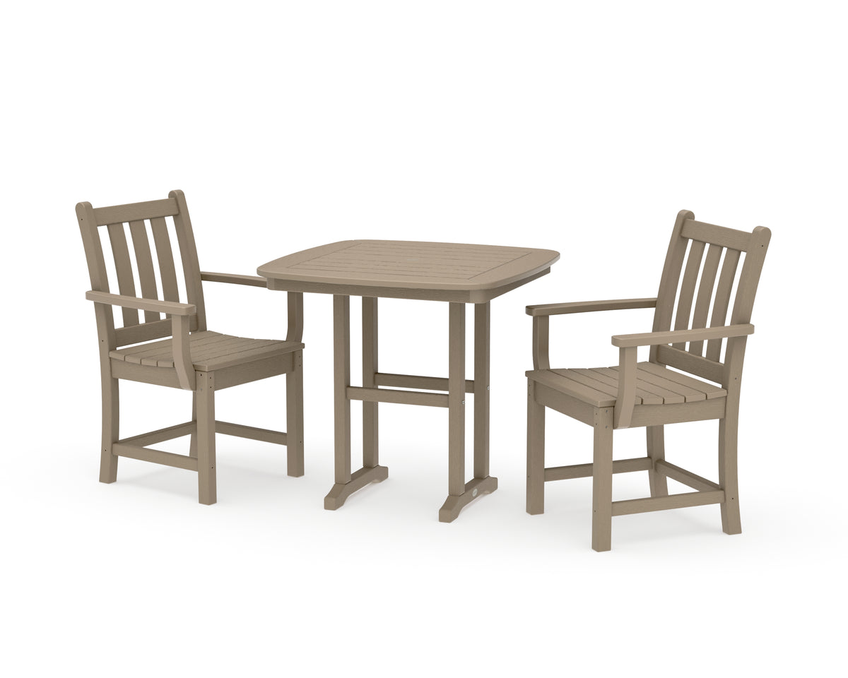 POLYWOOD Traditional Garden 3-Piece Dining Set in Vintage Sahara