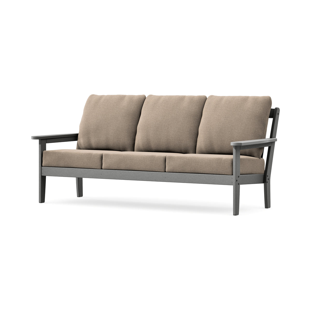 POLYWOOD Cottage Deep Seating Sofa in Slate Grey / Spiced Burlap