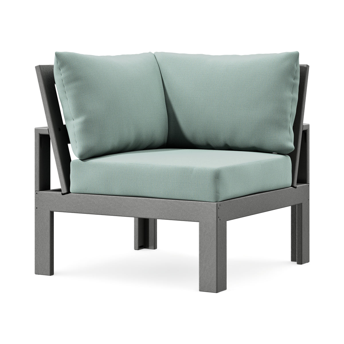 POLYWOOD Modular Corner Chair in Slate Grey / Spa