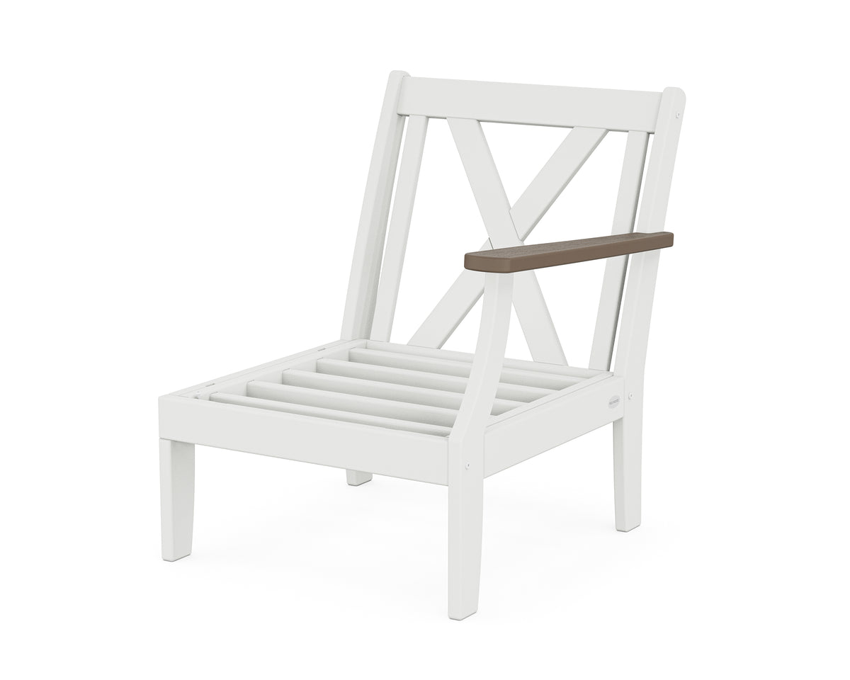 POLYWOOD Braxton Modular Right Arm Chair Frame in White / Kona