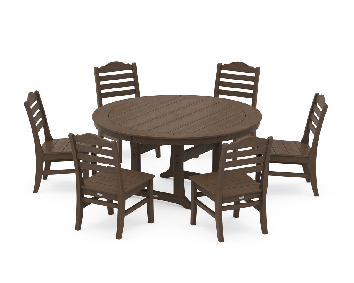 POLYWOOD Savannah 7-Piece Side Chair Round Dining Set in Kona