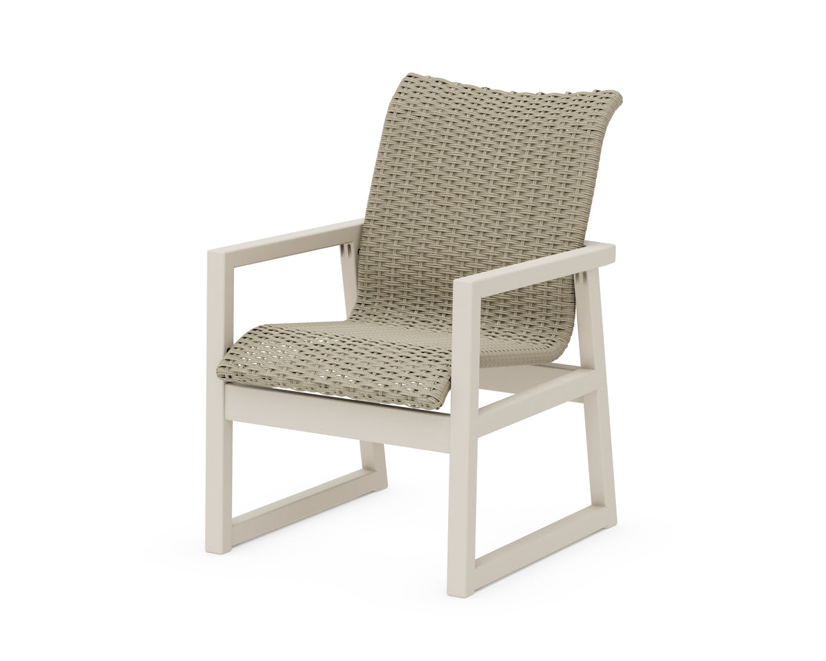 POLYWOOD EDGE Woven Dining Arm Chair in Sand / Dune Grass