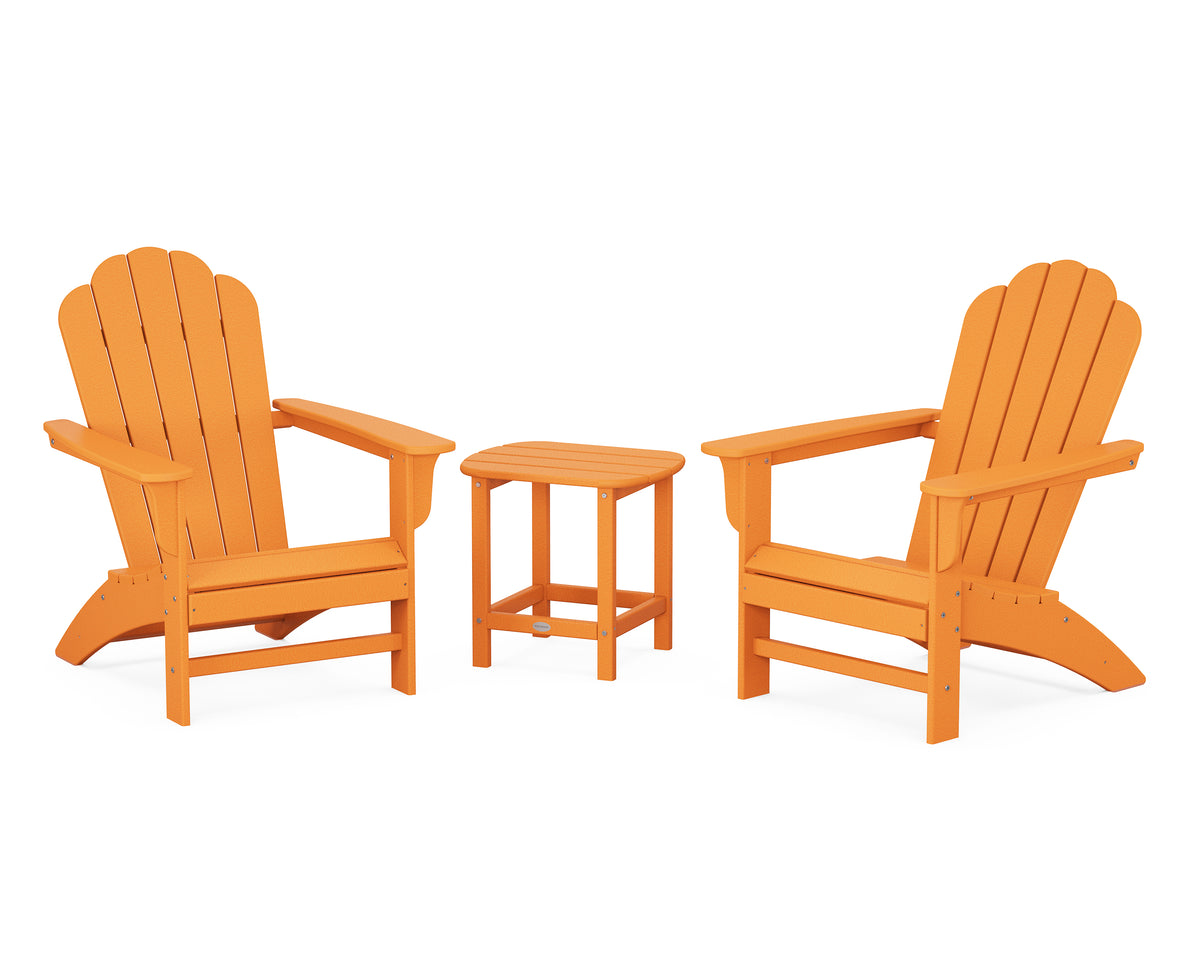 POLYWOOD Country Living Cottage Adirondack Chair 3-Piece Set in Tangerine