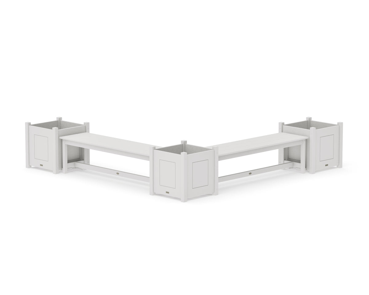 POLYWOOD 60" Country Living L-Shaped Planter Bench Corner Set - Large in Vintage White