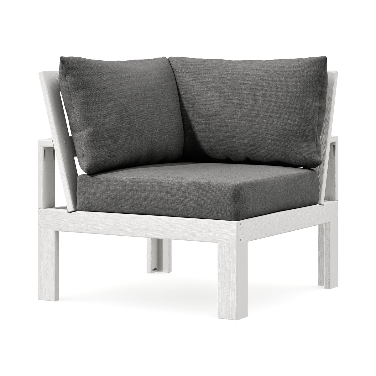 POLYWOOD Modular Corner Chair in Vintage White / Ash Charcoal