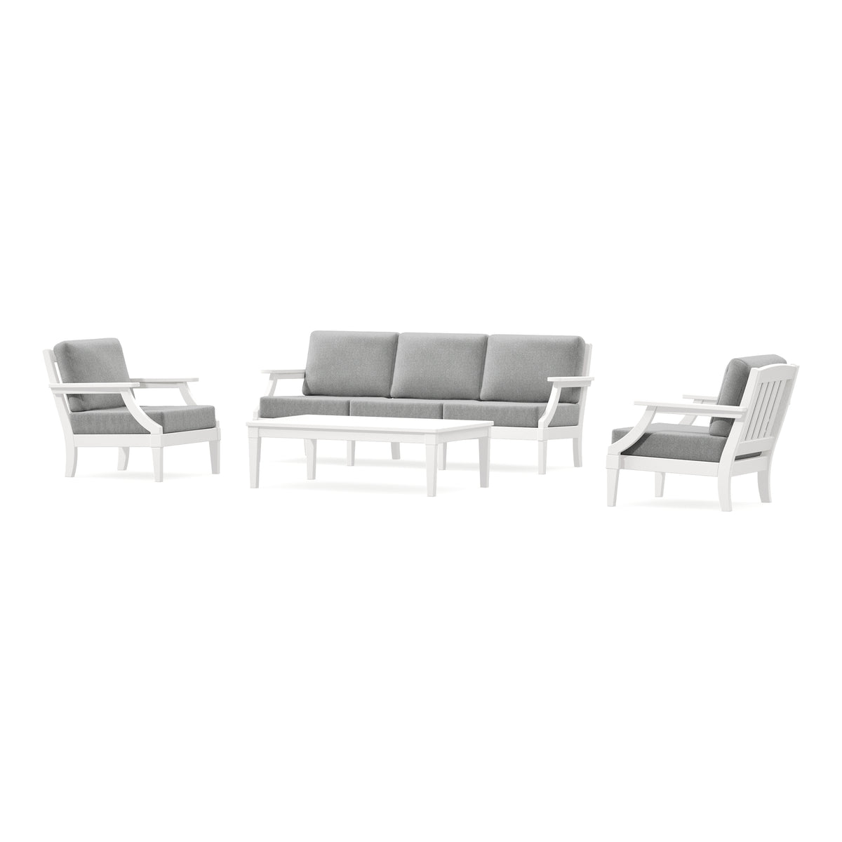 POLYWOOD PW Designer Series Estate 4-Piece Lounge Sofa Set in Vintage White / Grey Mist