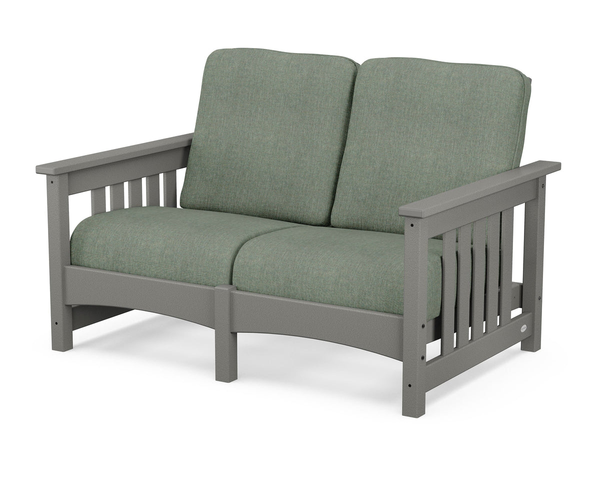 POLYWOOD Club Mission Loveseat in Slate Grey / Cast Sage