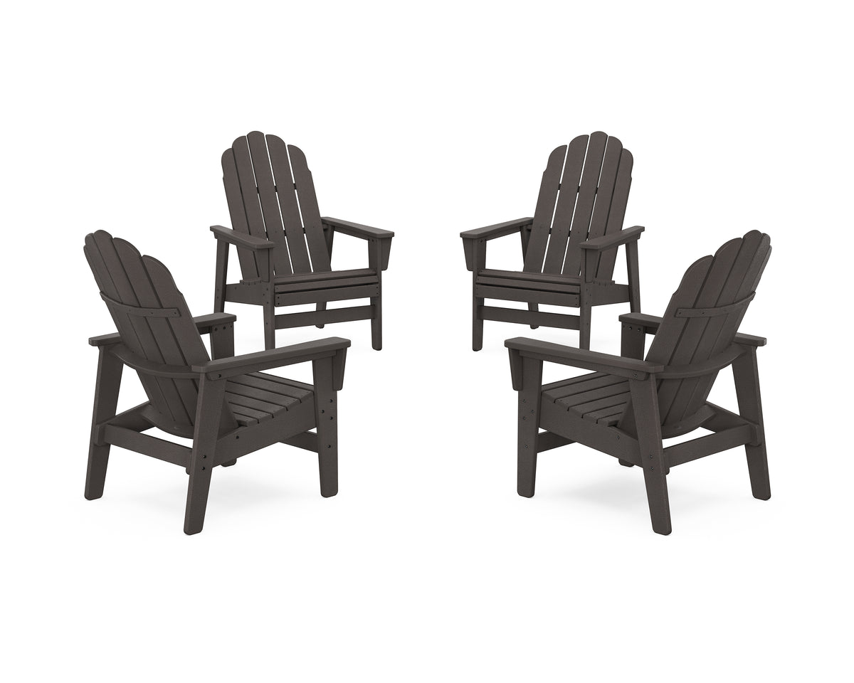 POLYWOOD 4-Piece Vineyard Grand Upright Adirondack Chair Conversation Set in Vintage Coffee