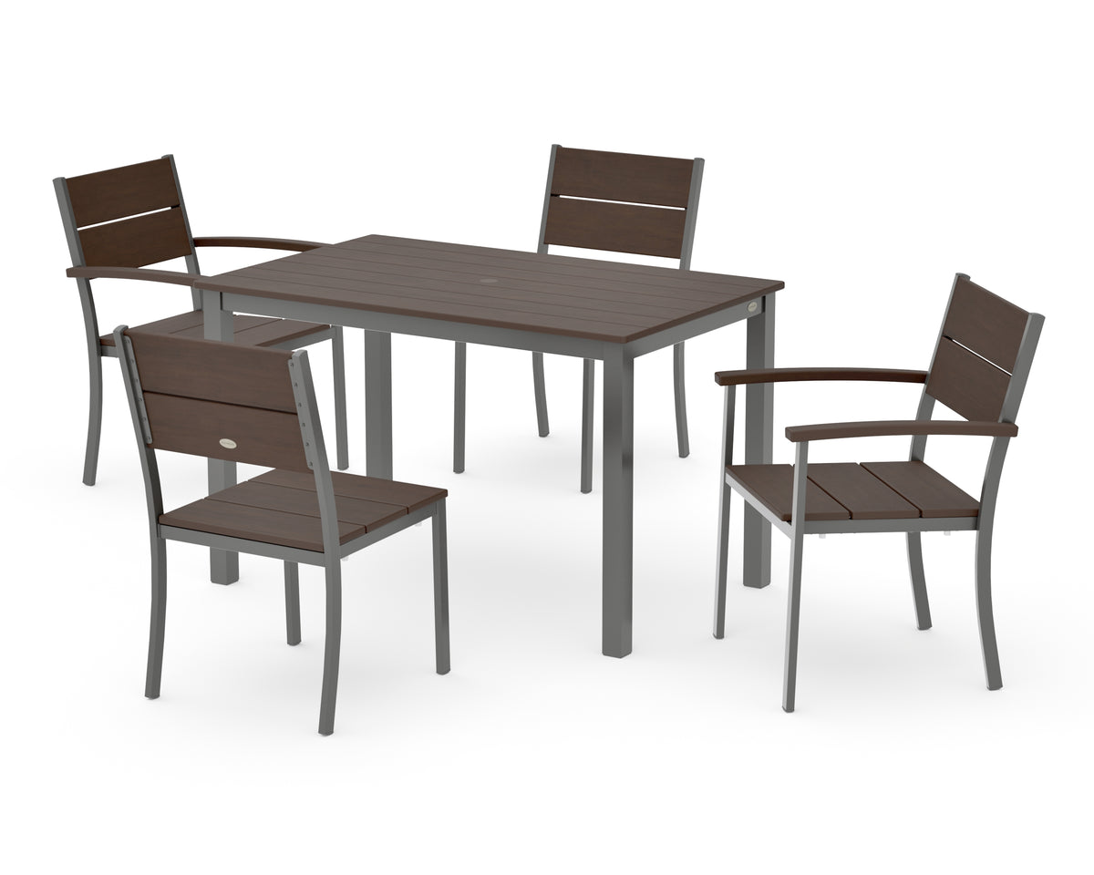 POLYWOOD Main Street 5-Piece Dining Set with Main Street 30 x 48 Dining Table in Charcoal / Kona