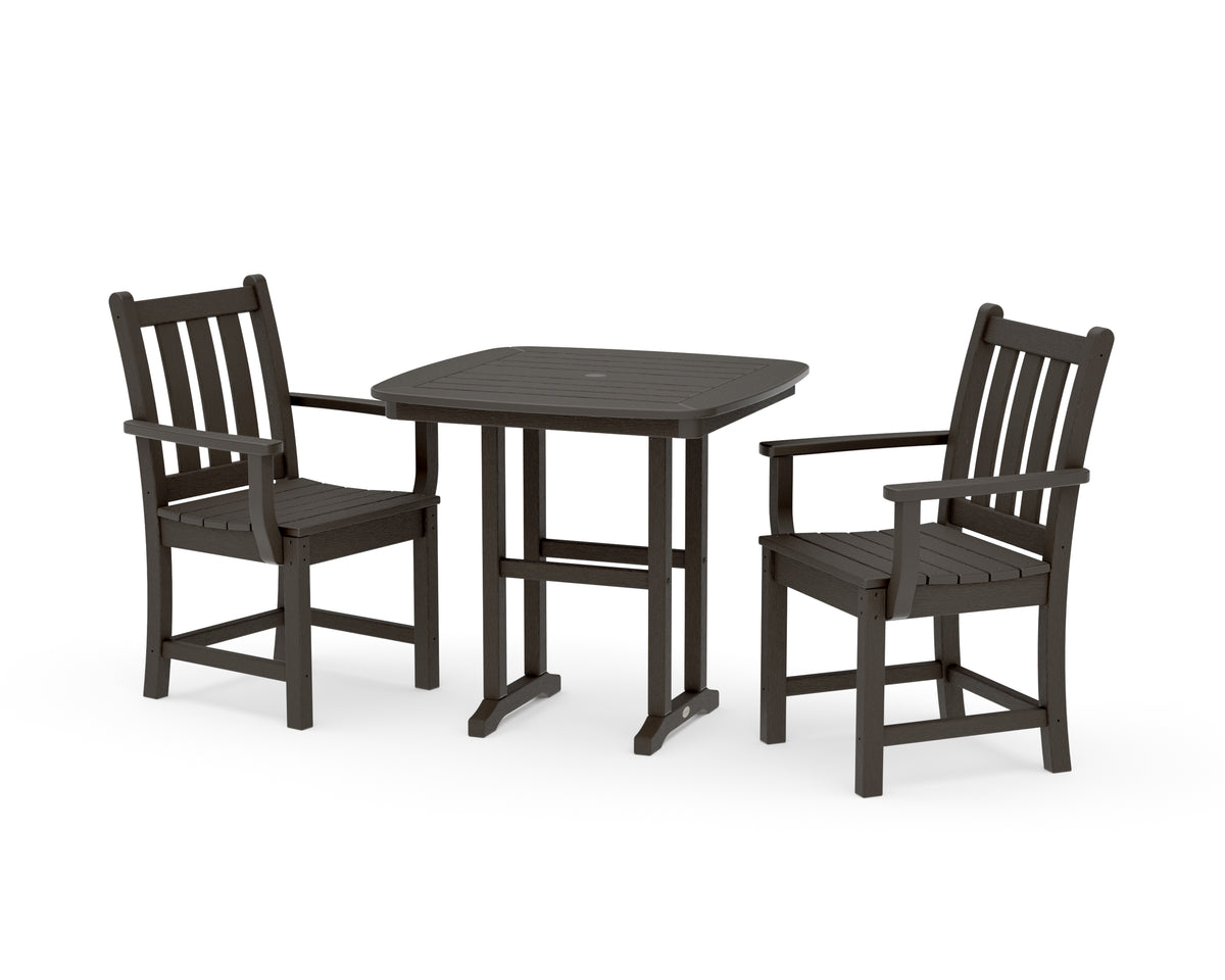 POLYWOOD Traditional Garden 3-Piece Dining Set in Vintage Coffee