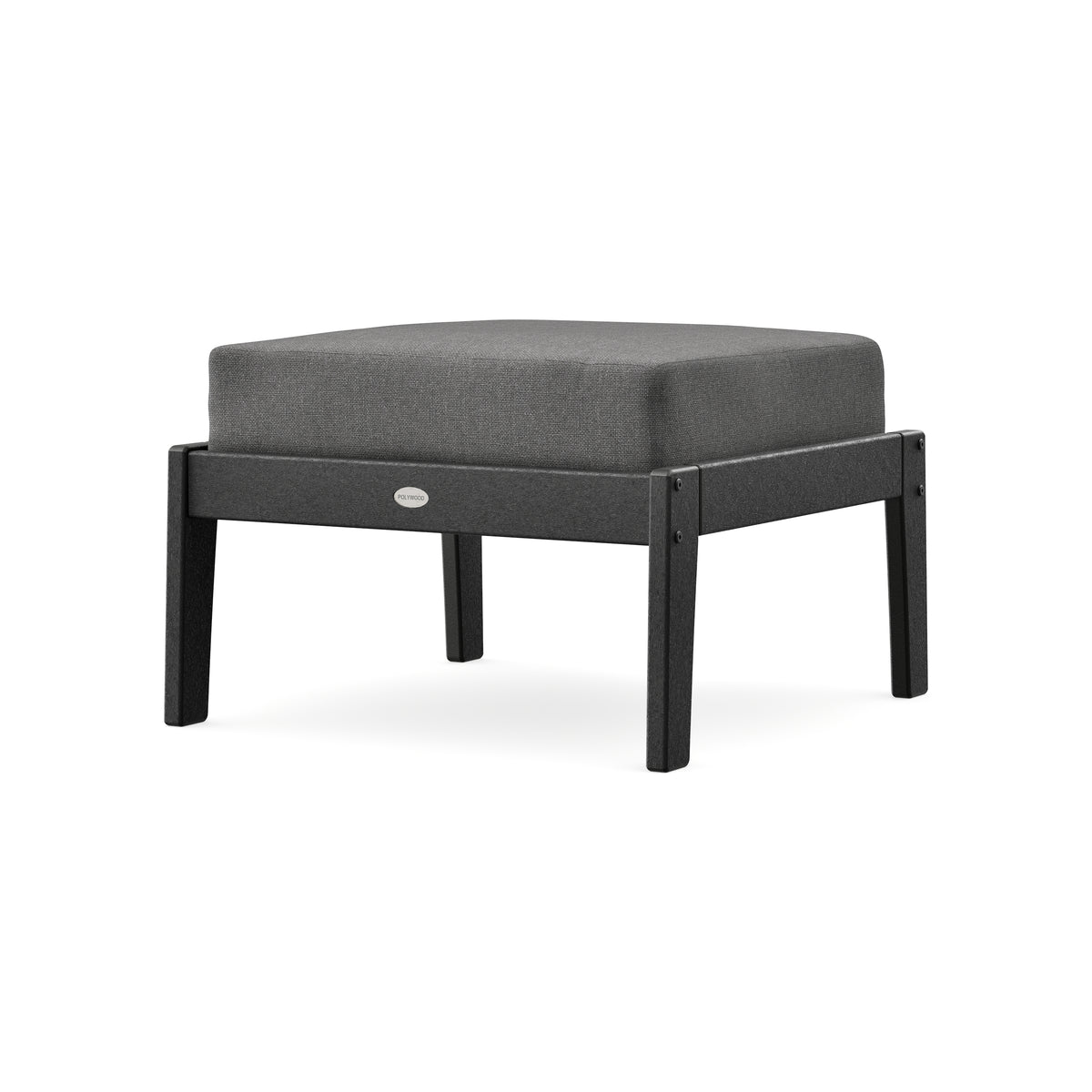 POLYWOOD Lakeside Deep Seating Ottoman in Black / Ash Charcoal
