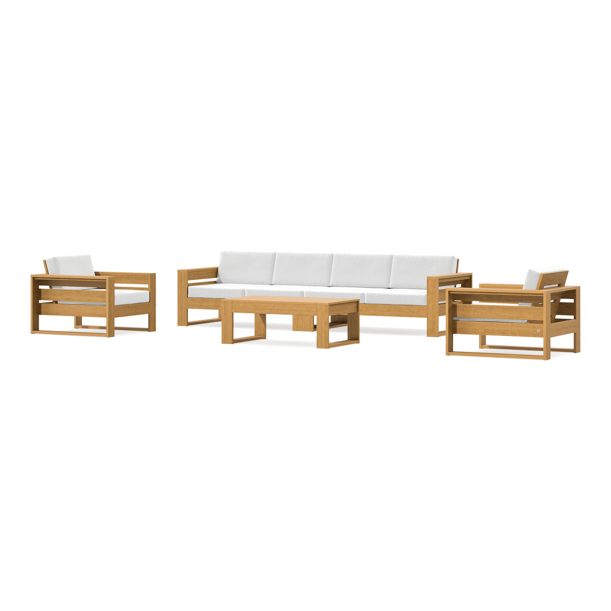 POLYWOOD PW Designer Series Latitude 5-Piece Lounge Sofa Set in Natural / Natural