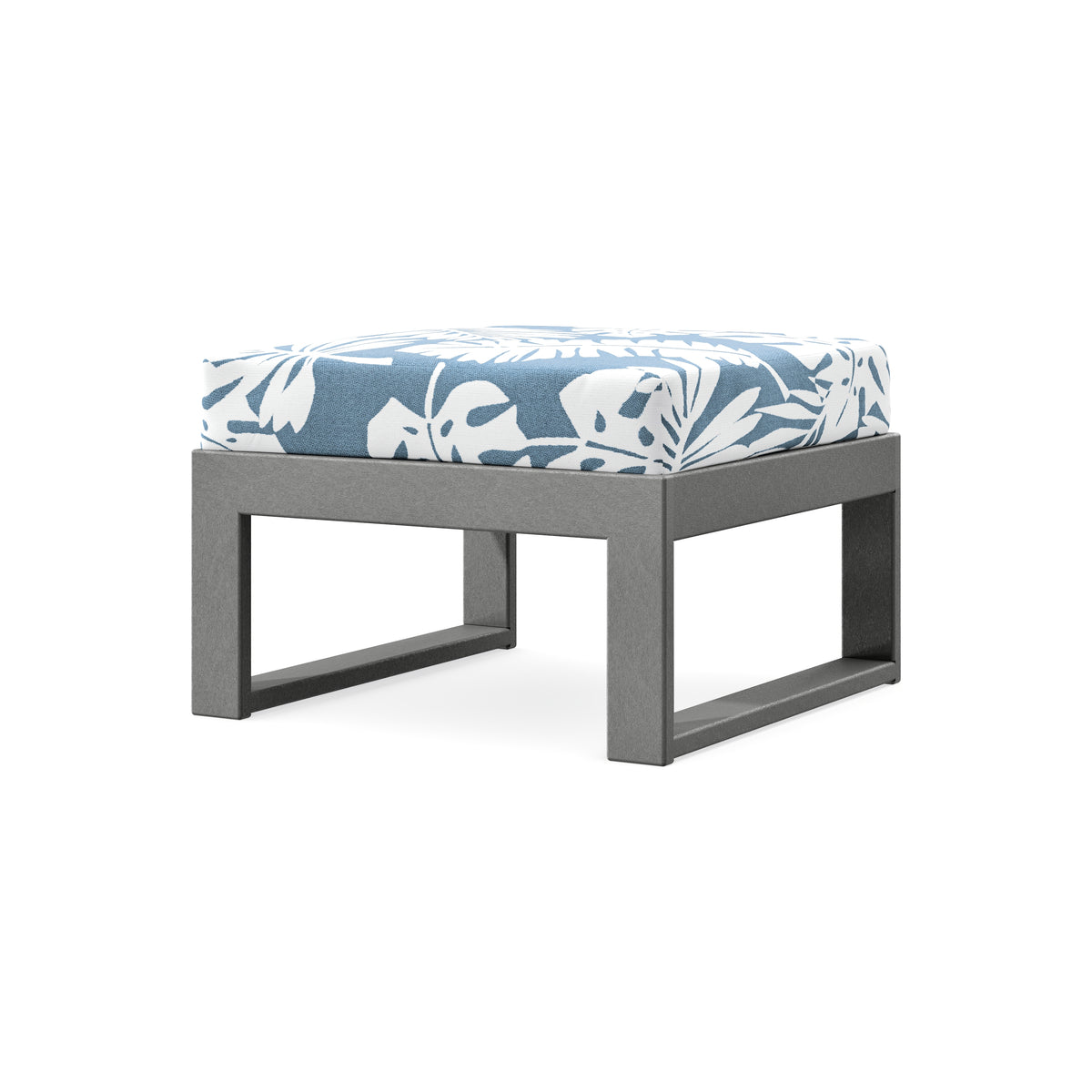 POLYWOOD Modular Ottoman - Modern in Slate Grey / Leaf Sky Blue