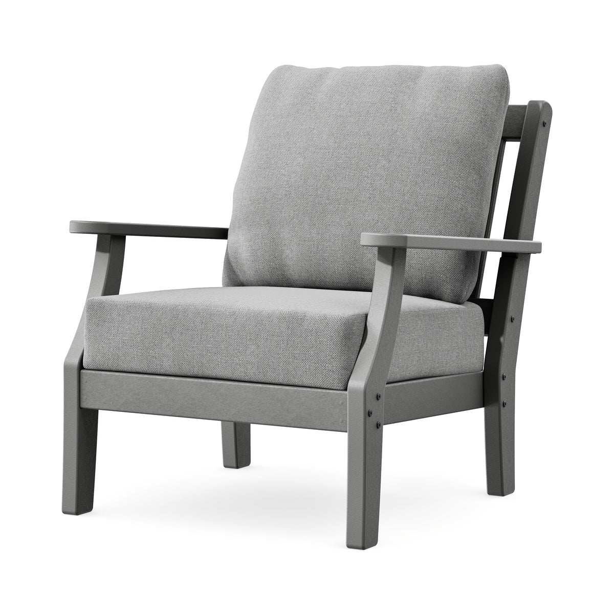 POLYWOOD Chinoiserie Deep Seating Chair in Slate Grey / Grey Mist