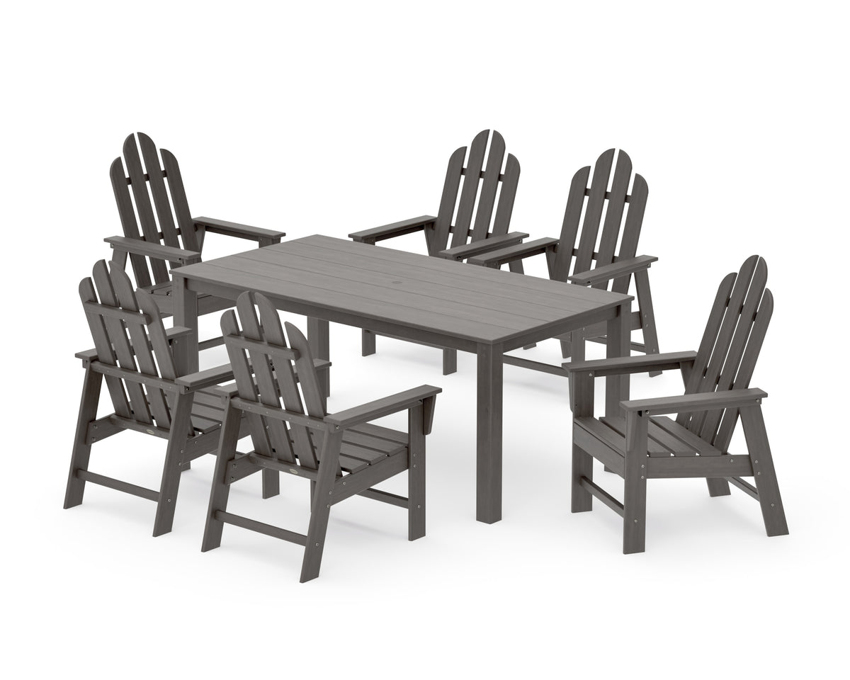 POLYWOOD Long Island 7-Piece Parsons Dining Set in Driftwood
