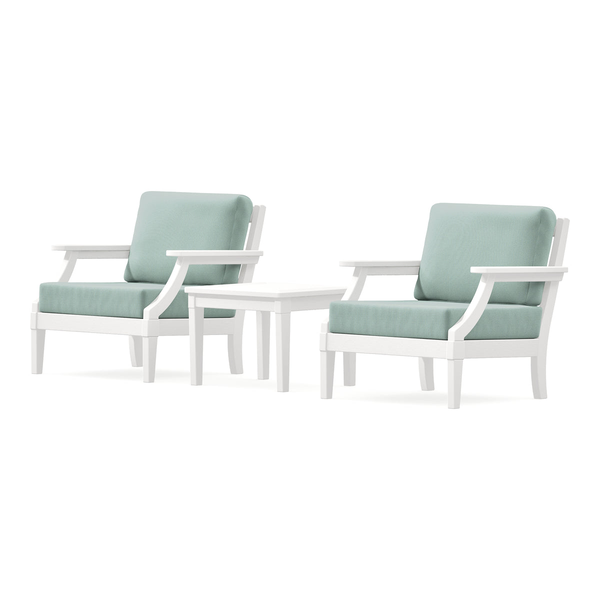 POLYWOOD PW Designer Series Estate 3-Piece Lounge Chair Set in Vintage White / Spa