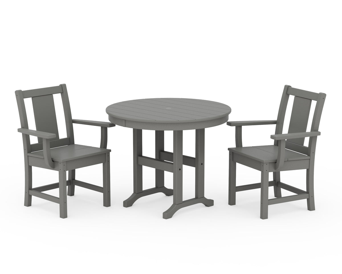 POLYWOOD Prairie 3-Piece Farmhouse Dining Set in Slate Grey