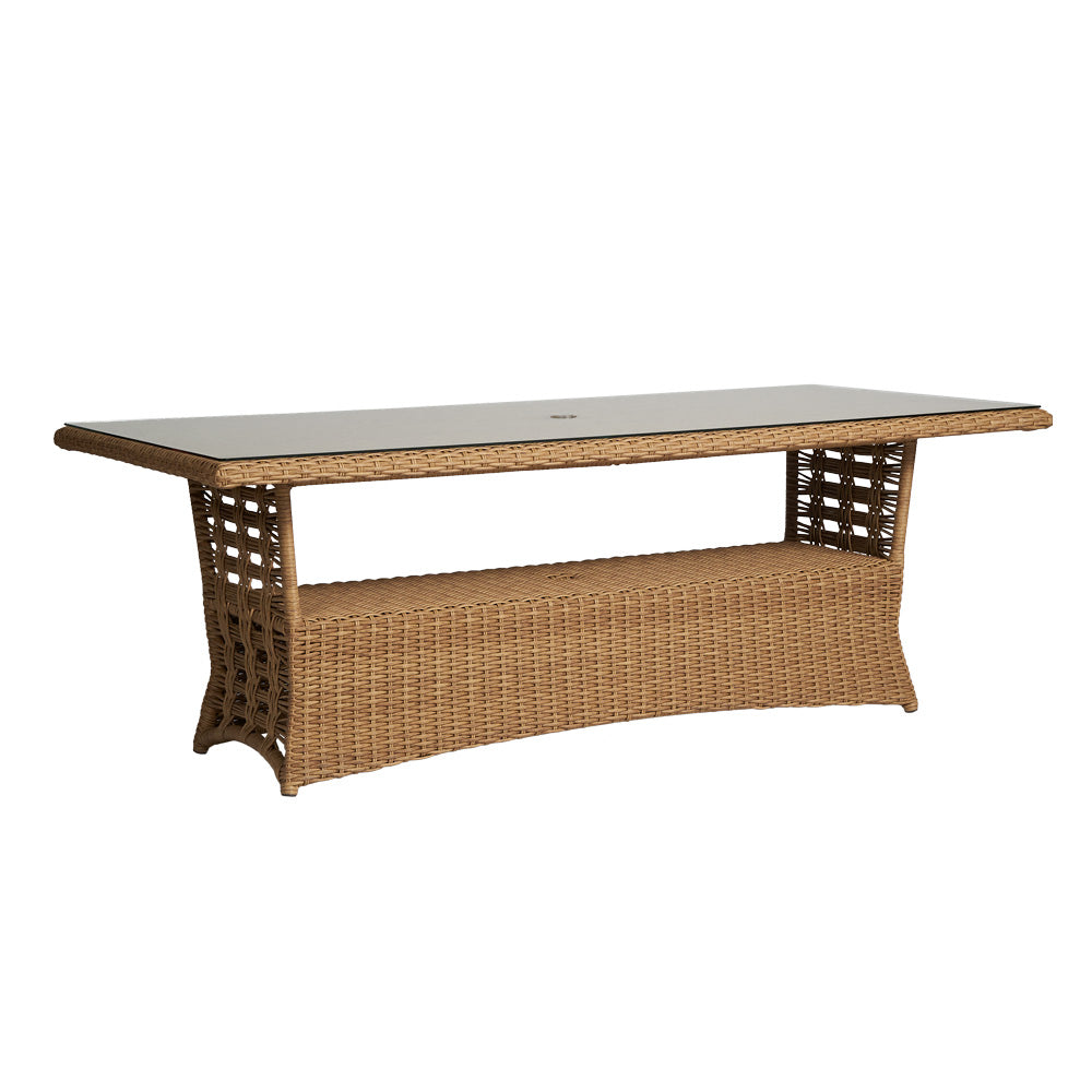 Lloyd Flanders Magnolia 84" Rectangular Umbrella Dining Table, lifestyle photo 1