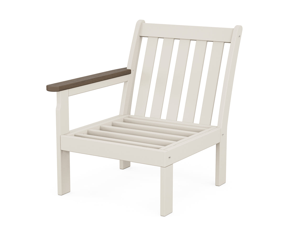 POLYWOOD Vineyard Modular Left Arm Chair Frame in Sand / Kona