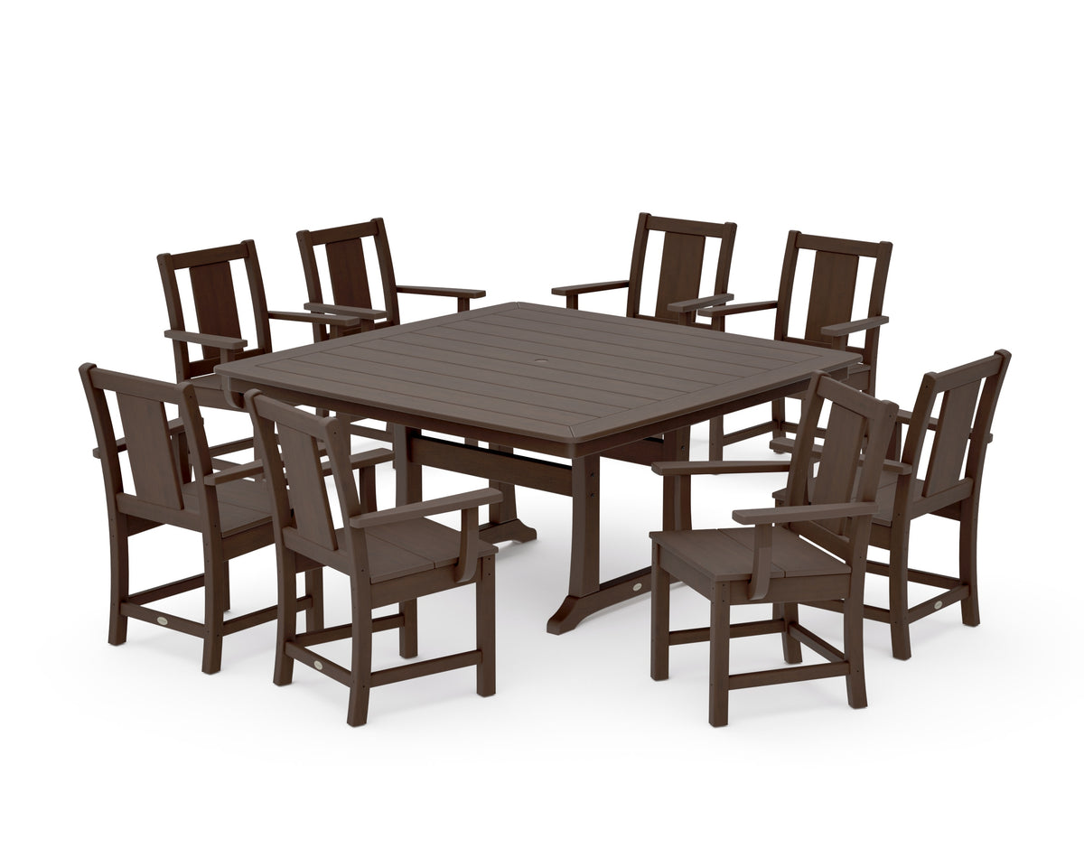 POLYWOOD Prairie 9-Piece Square Dining Set with Trestle Legs in Kona