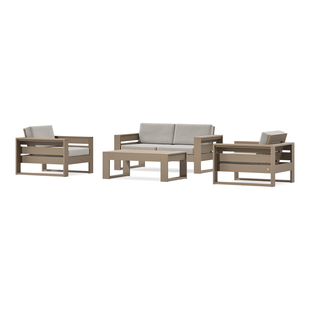 POLYWOOD PW Designer Series Latitude 4-Piece Lounge Loveseat Set in Vintage Sahara / Weathered Tweed