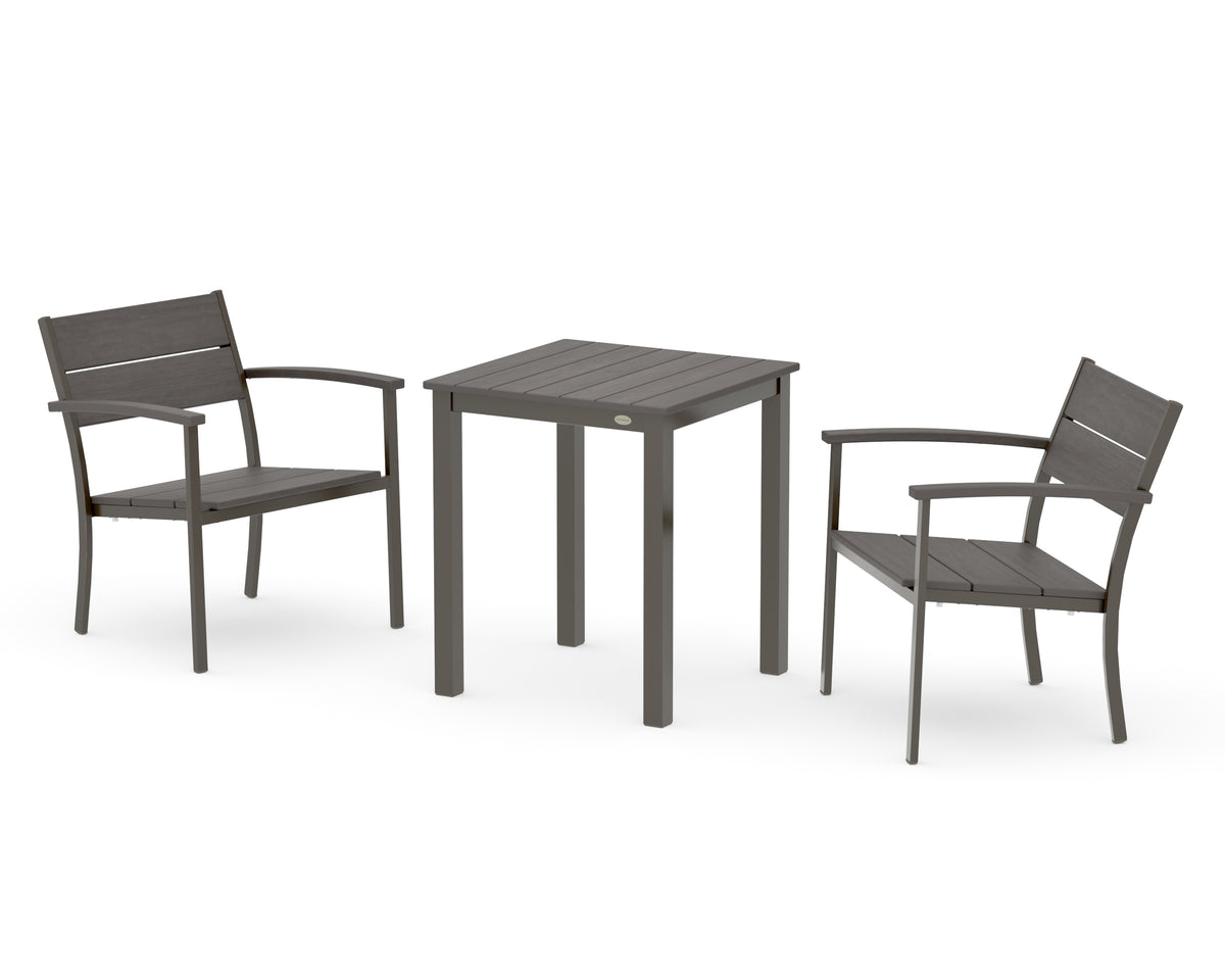POLYWOOD Main Street 3-Piece Square Dining Set in Bronze / Driftwood