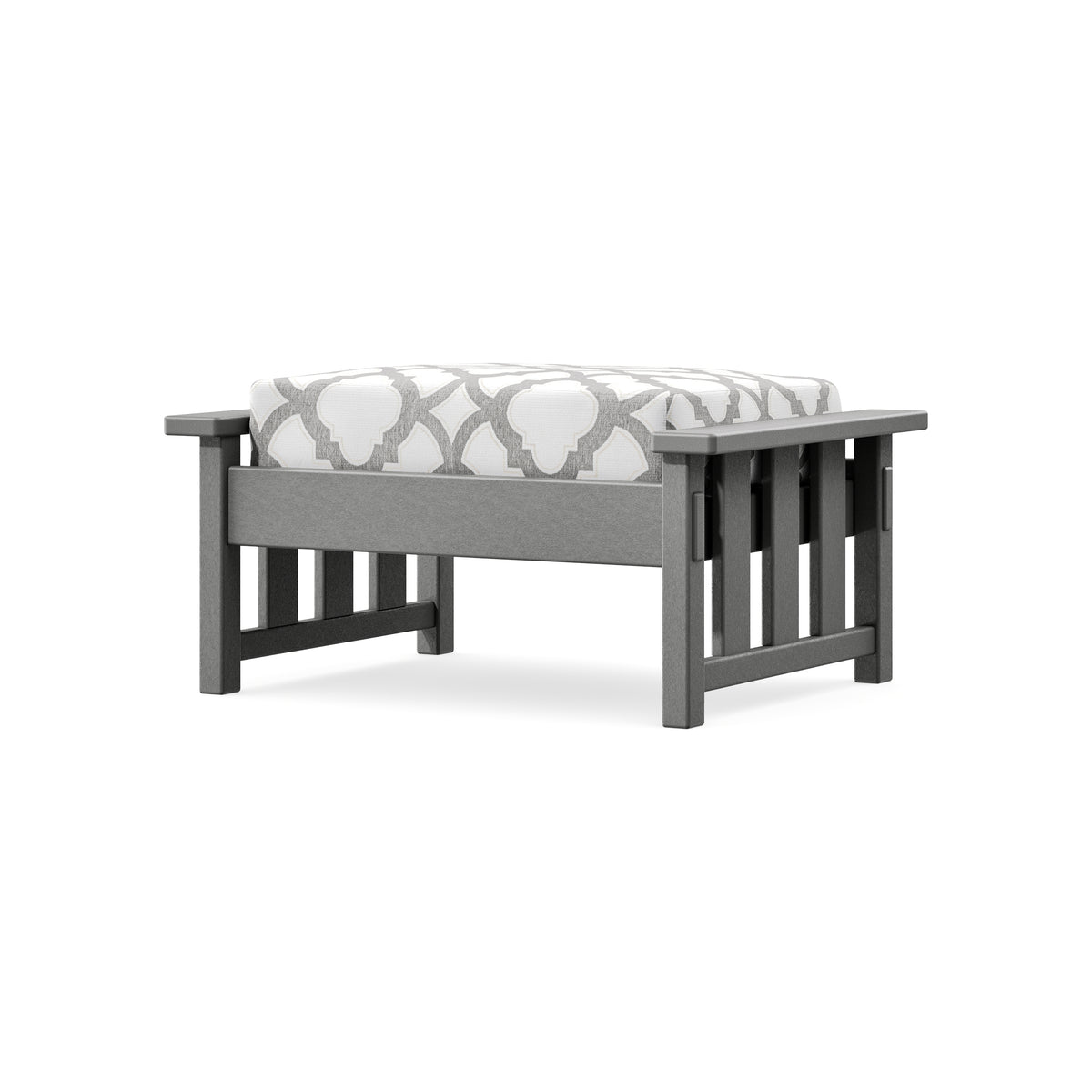 POLYWOOD Acadia Deep Seating Ottoman in Slate Grey / Trellis Grey Mist