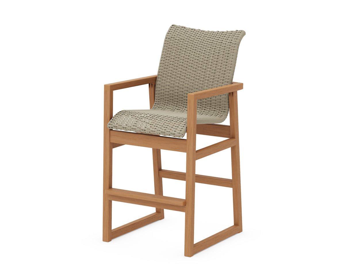 POLYWOOD EDGE Woven Bar Arm Chair in Natural / Dune Grass