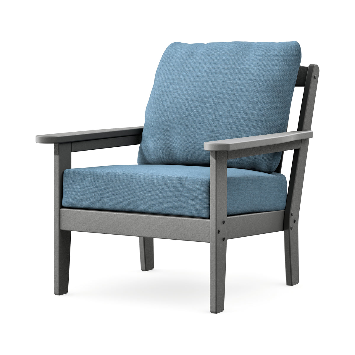 POLYWOOD Cottage Deep Seating Chair in Slate Grey / Sky Blue
