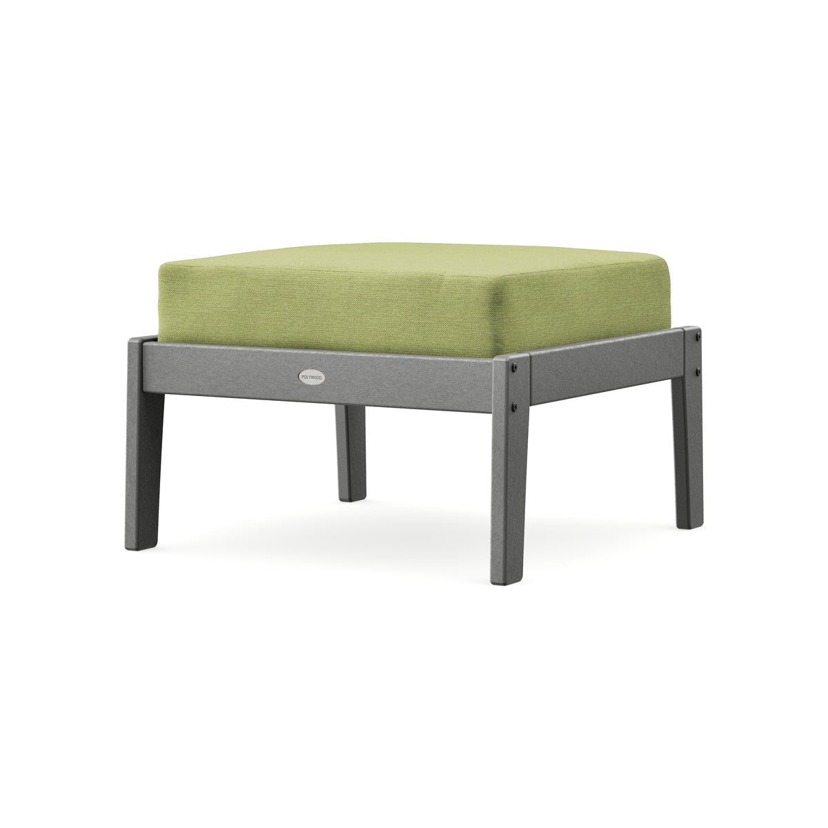 POLYWOOD Lakeside Deep Seating Ottoman in Slate Grey / Chartreuse Boucle