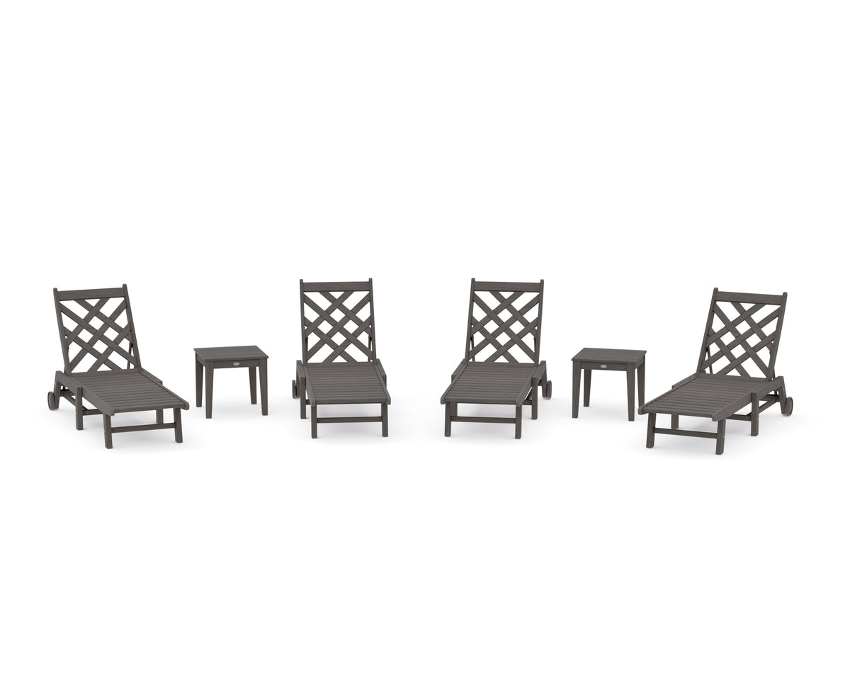 POLYWOOD Wovendale 6-Piece Chaise Set with Wheels in Driftwood