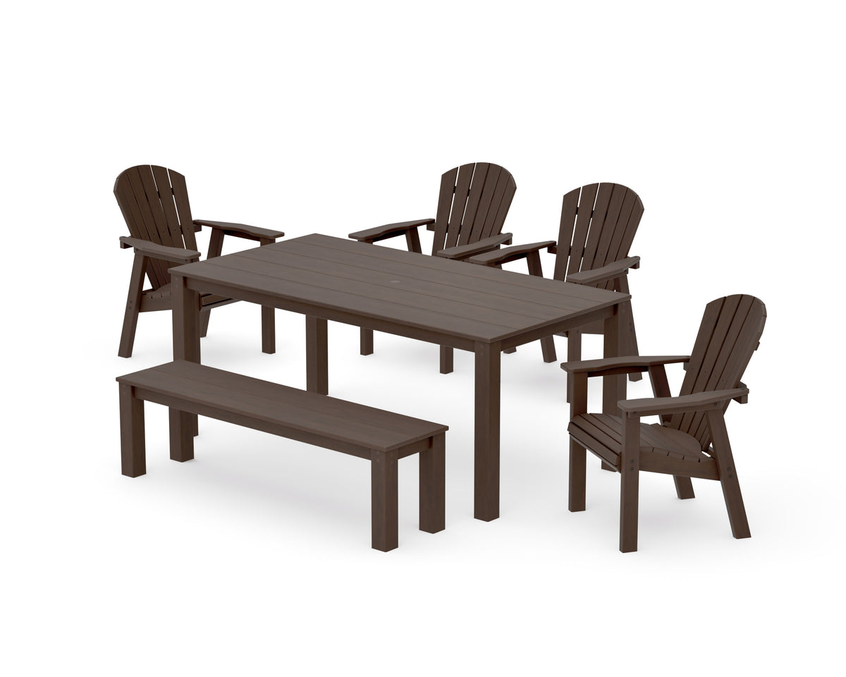 POLYWOOD Seashell 6-Piece Parsons Dining Set with Bench in Kona