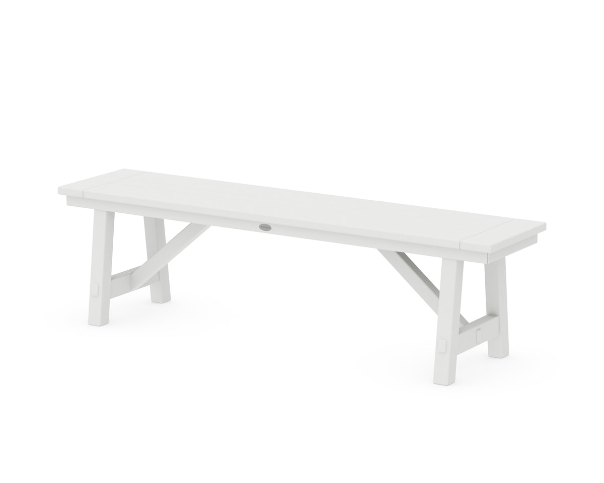 POLYWOOD Rustic Farmhouse 60" Backless Bench in White