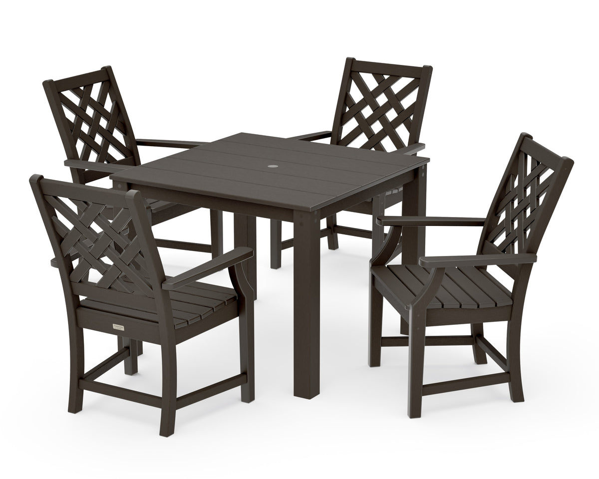 POLYWOOD Wovendale 5-Piece Parsons Dining Set in Vintage Coffee