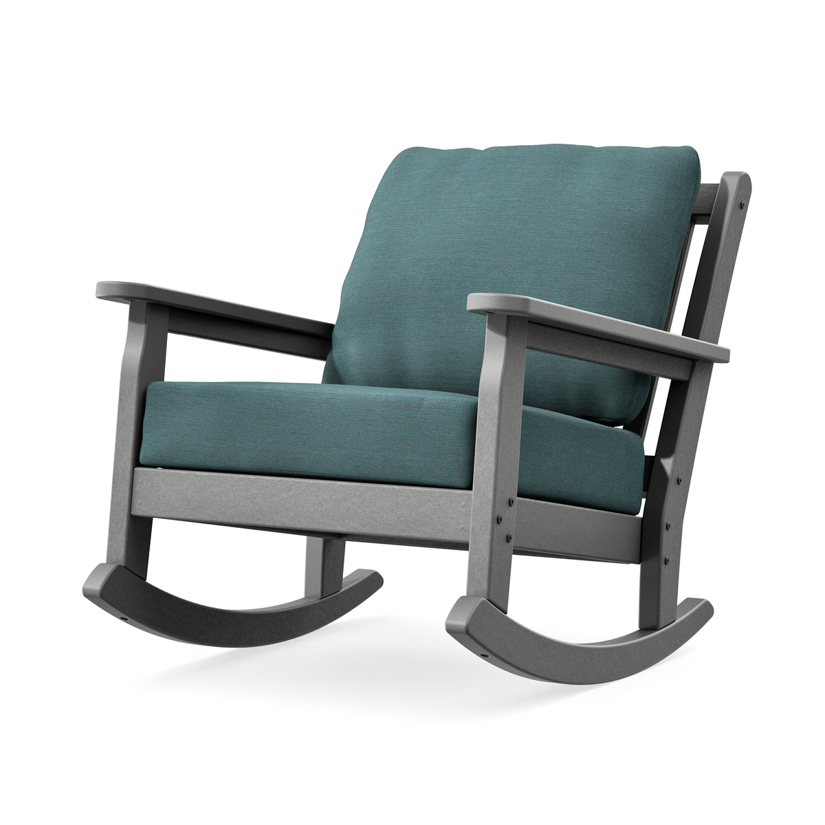POLYWOOD Chippendale Deep Seating Rocking Chair in Slate Grey / Ocean Teal