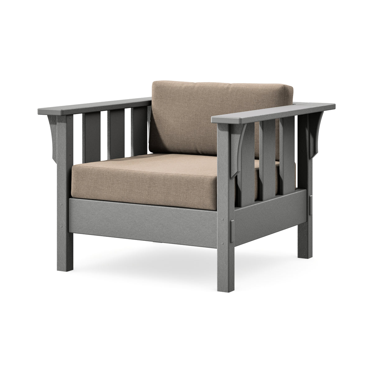 POLYWOOD Acadia Deep Seating Chair in Slate Grey / Spiced Burlap