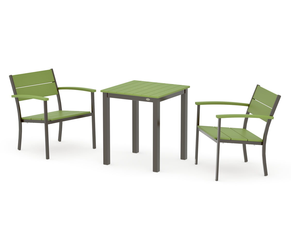 POLYWOOD Main Street 3-Piece Square Dining Set in Bronze / Lime