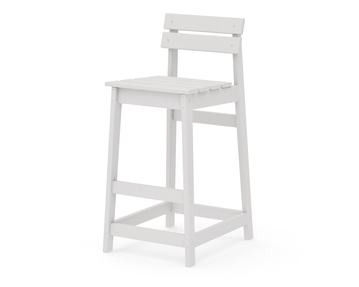 POLYWOOD Modern Studio Plaza Lowback Bar Chair in Vintage White