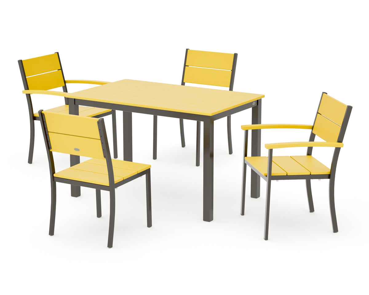 POLYWOOD Main Street 5-Piece Dining Set with Main Street 30 x 48 Dining Table in Bronze / Lemon