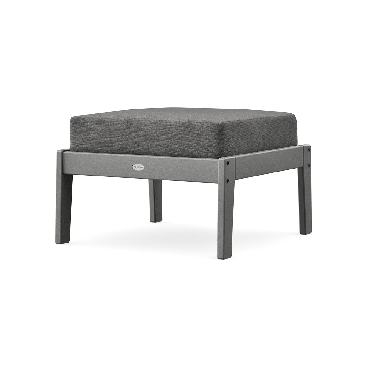 POLYWOOD Lakeside Deep Seating Ottoman in Slate Grey / Ash Charcoal