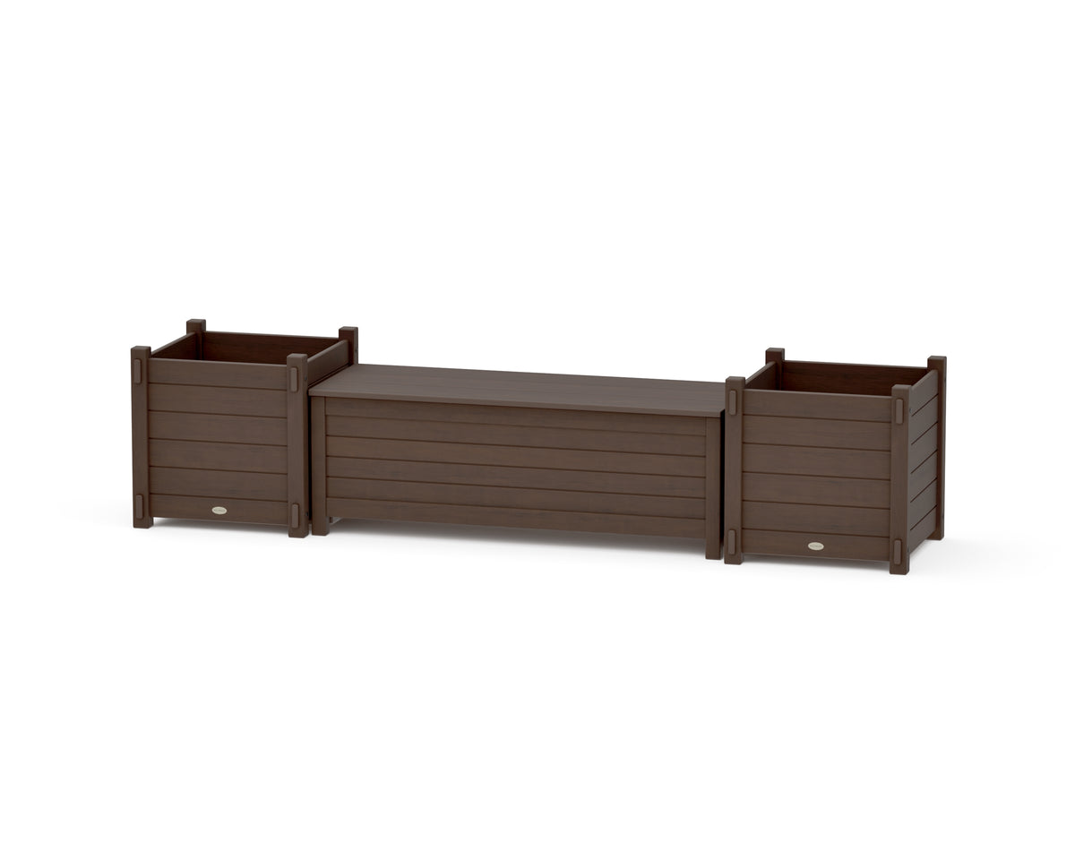 POLYWOOD 48" Nautical Straight Planter Storage Bench Set - Large in Kona