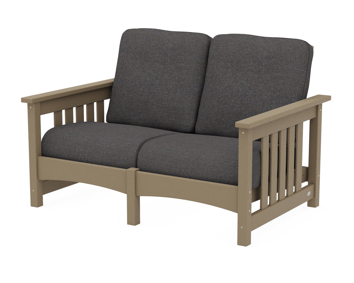 POLYWOOD Club Mission Loveseat in Vintage Sahara / Ash Charcoal