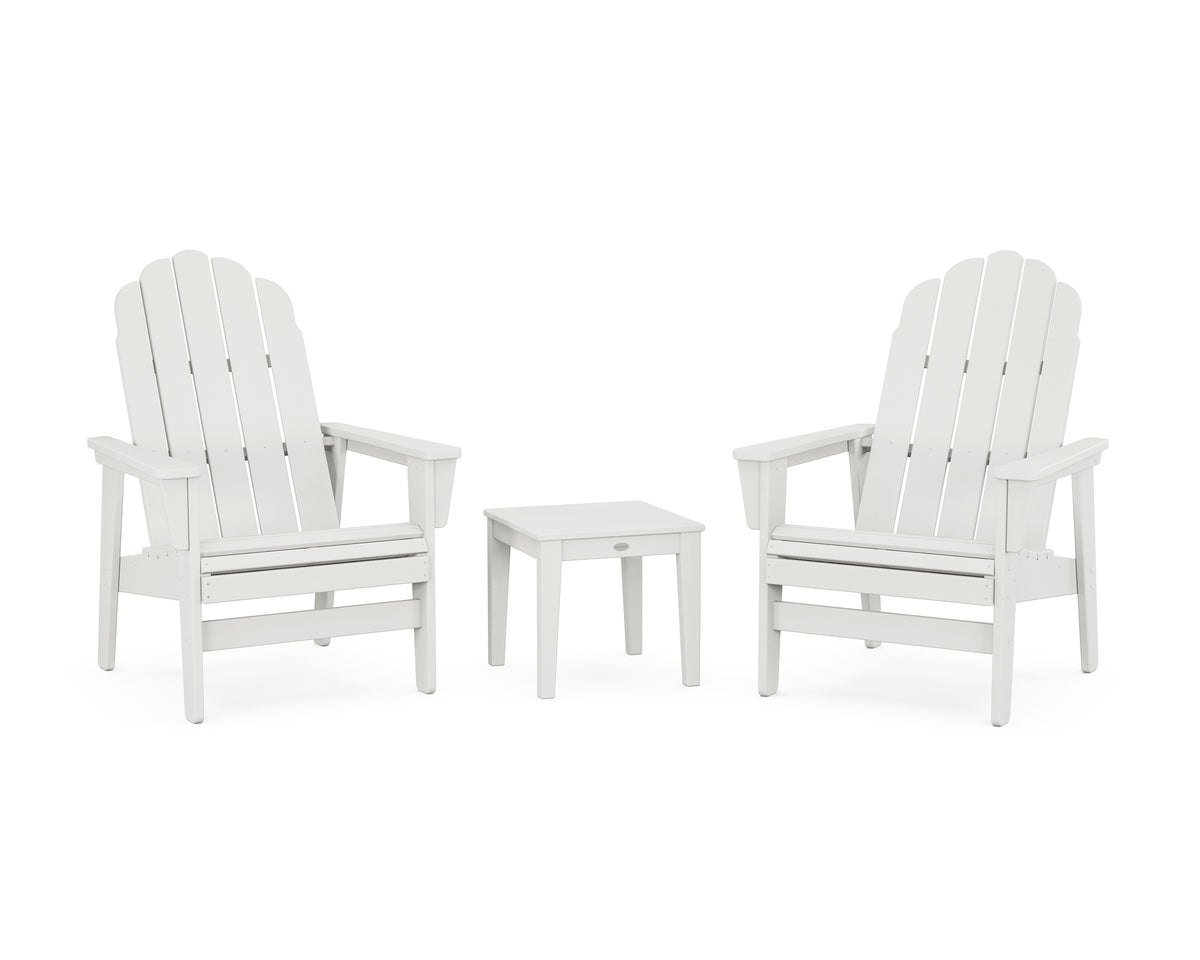 POLYWOOD 3-Piece Vineyard Grand Upright Adirondack Set in Vintage White