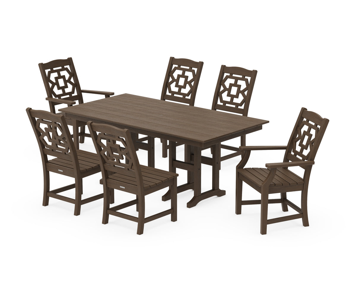 POLYWOOD Chinoiserie 7-Piece Farmhouse Dining Set in Kona