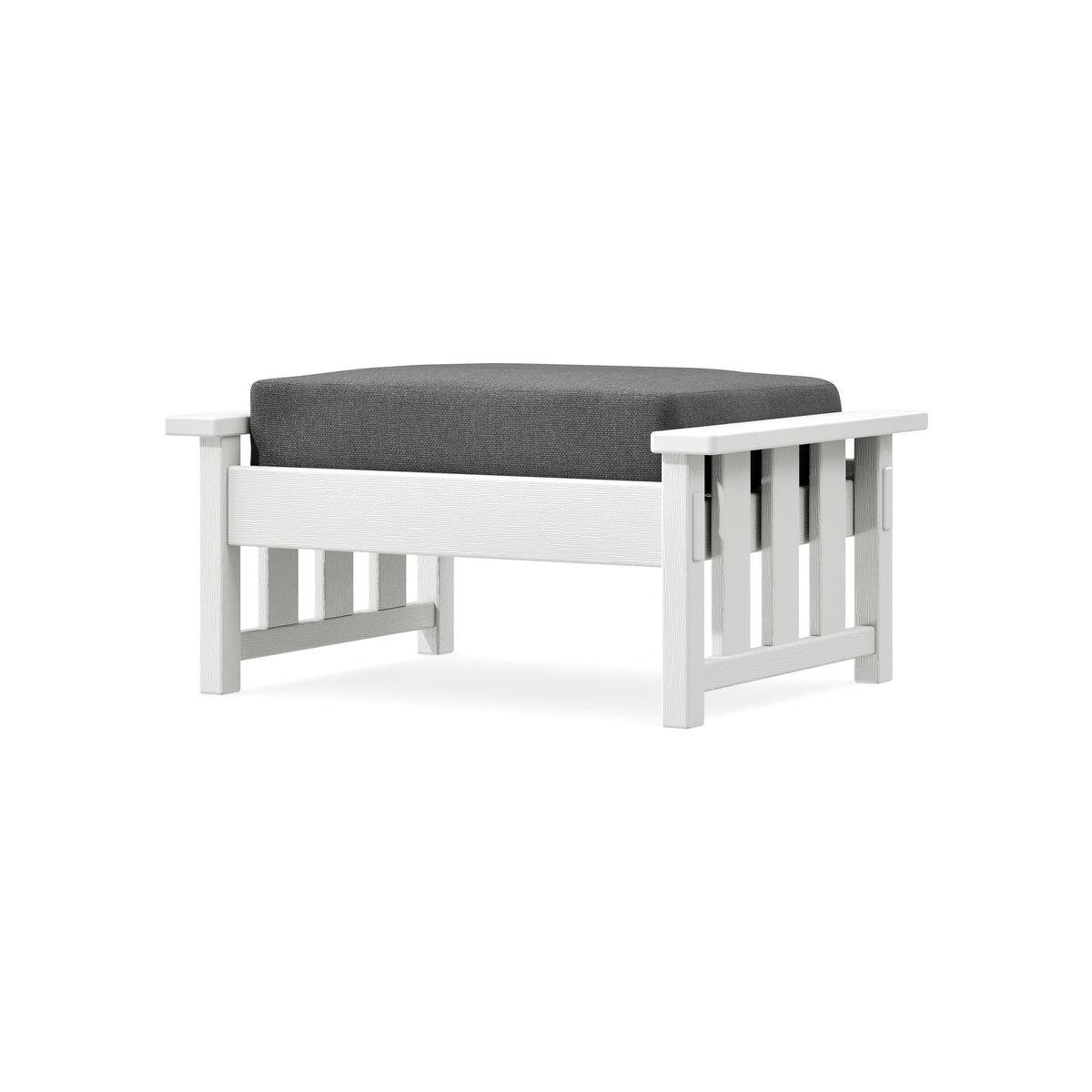 POLYWOOD Acadia Deep Seating Ottoman in Vintage White / Ash Charcoal