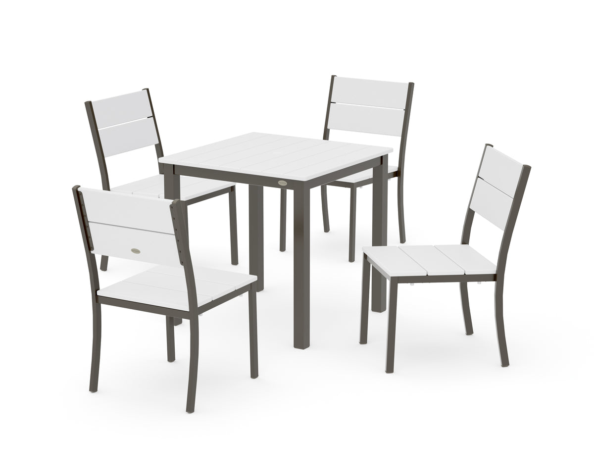 POLYWOOD Main Street 5-Piece Square Dining Set- Small in Bronze / White