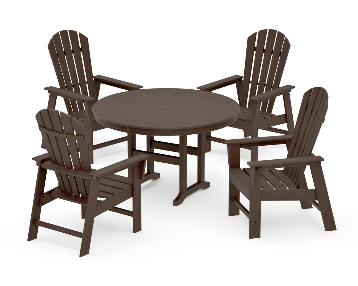 POLYWOOD South Beach 5-Piece Round Farmhouse Dining Set in Kona