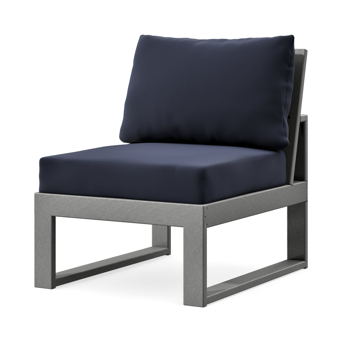 POLYWOOD Modular Armless Chair in Slate Grey / Navy