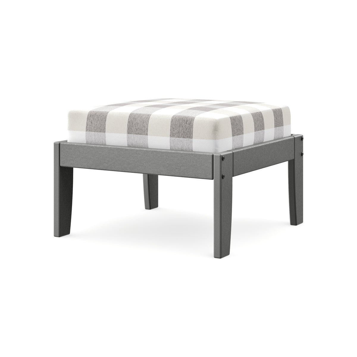 POLYWOOD Modular Ottoman - Classic in Slate Grey / Buffalo Plaid Grey Mist